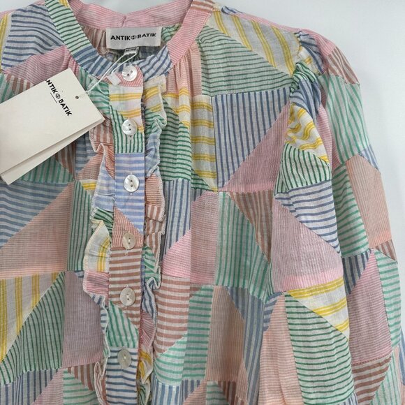 Antik Batik Caroline Long Dress size M 40 Maxi Shirt Dress Belted 100% Cotton - Picture 4 of 13